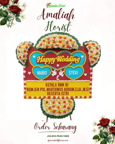 Karangan Papan Bunga Pernikahan di Playen